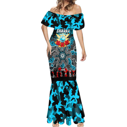 Personalized Sharks ANZAC Day Mermaid Dress Australian Army - Lest We Forget