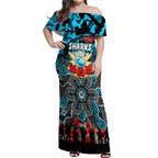Personalized Sharks ANZAC Day Off Shoulder Maxi Dress Australian Army - Lest We Forget