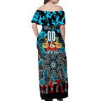 Personalized Sharks ANZAC Day Off Shoulder Maxi Dress Australian Army - Lest We Forget