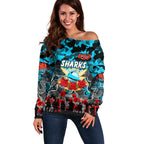 Personalized Sharks ANZAC Day Off Shoulder Sweater Australian Army - Lest We Forget