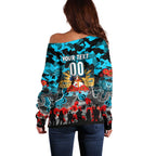 Personalized Sharks ANZAC Day Off Shoulder Sweater Australian Army - Lest We Forget