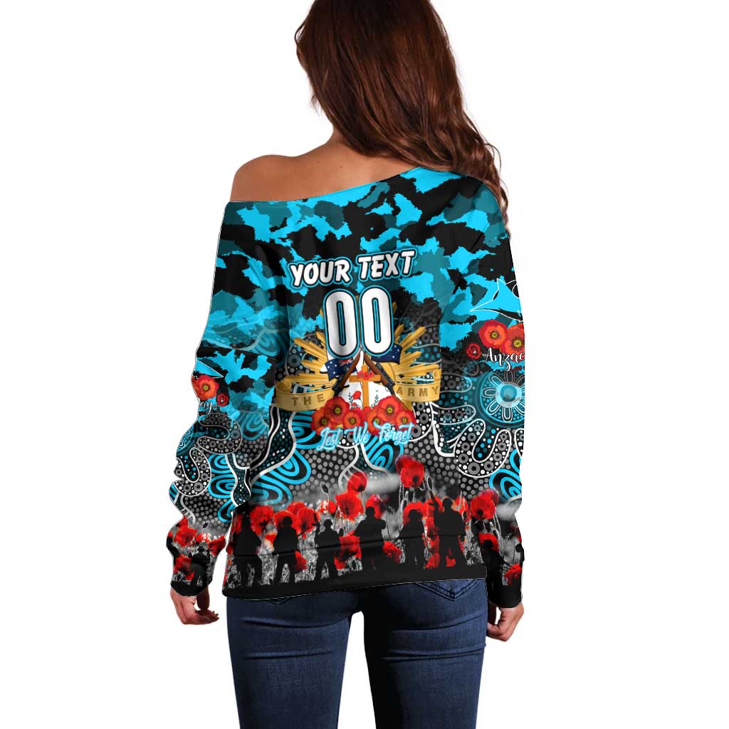 Personalized Sharks ANZAC Day Off Shoulder Sweater Australian Army - Lest We Forget