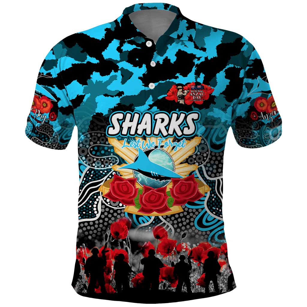Personalized Sharks ANZAC Day Polo Shirt Australian Army - Lest We Forget