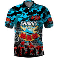 Personalized Sharks ANZAC Day Polo Shirt Australian Army - Lest We Forget
