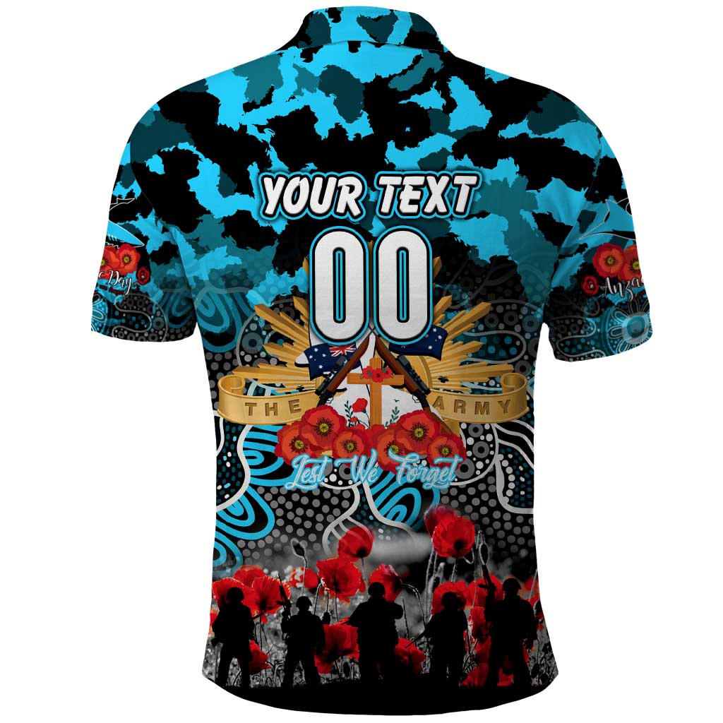 Personalized Sharks ANZAC Day Polo Shirt Australian Army - Lest We Forget