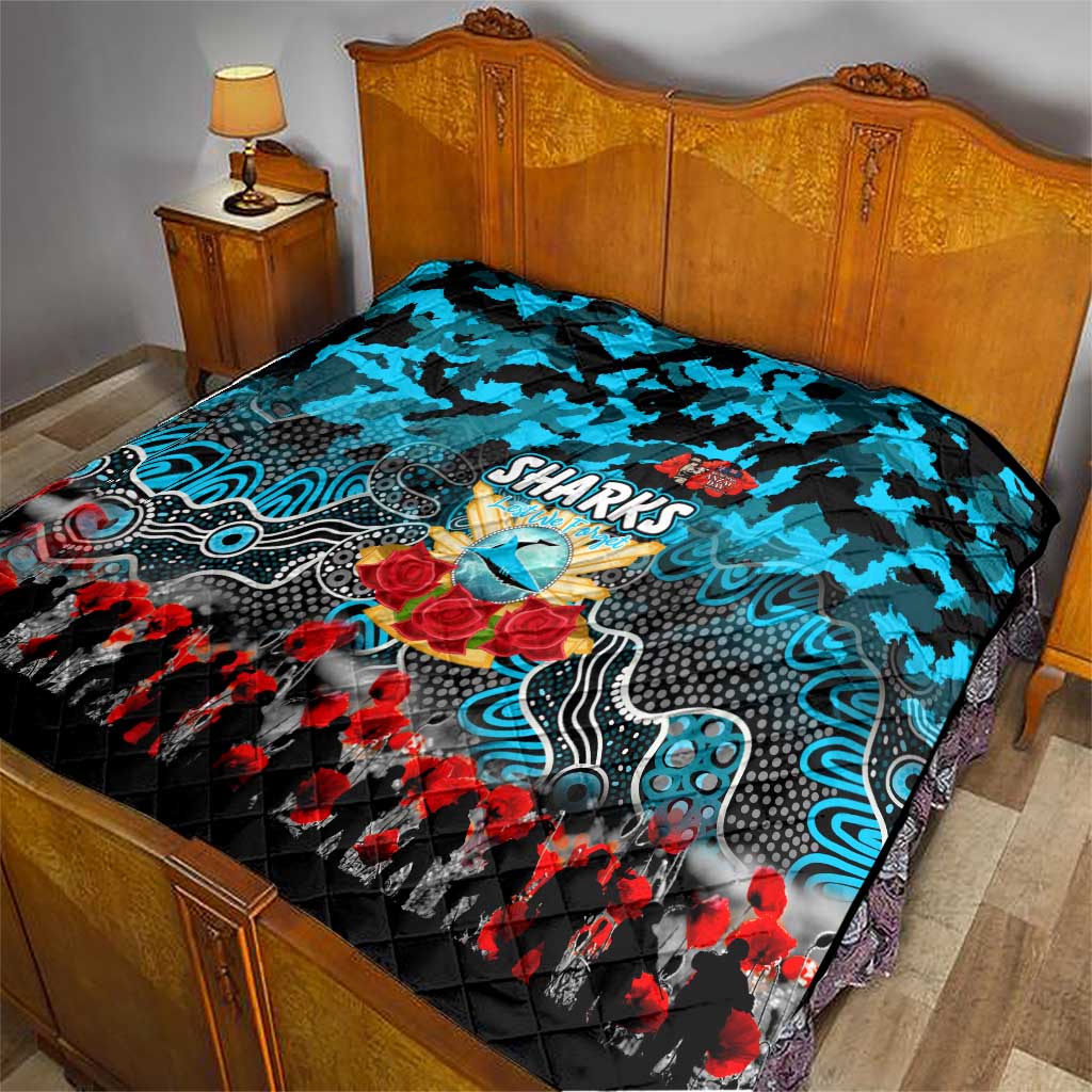 Sharks ANZAC Day Quilt Australian Army - Lest We Forget