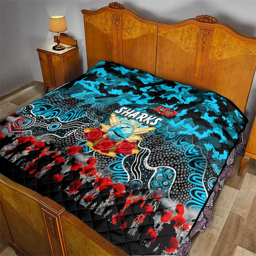 Sharks ANZAC Day Quilt Australian Army - Lest We Forget