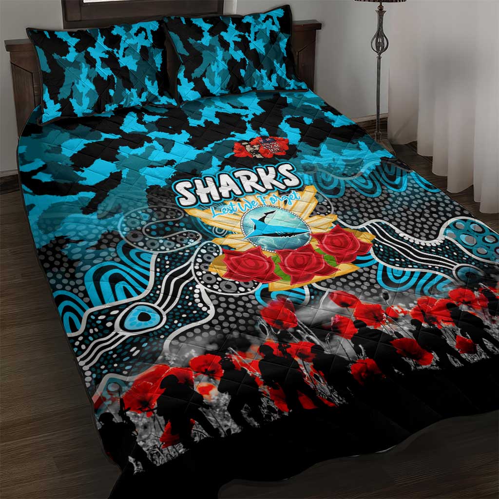 Sharks ANZAC Day Quilt Bed Set Australian Army - Lest We Forget