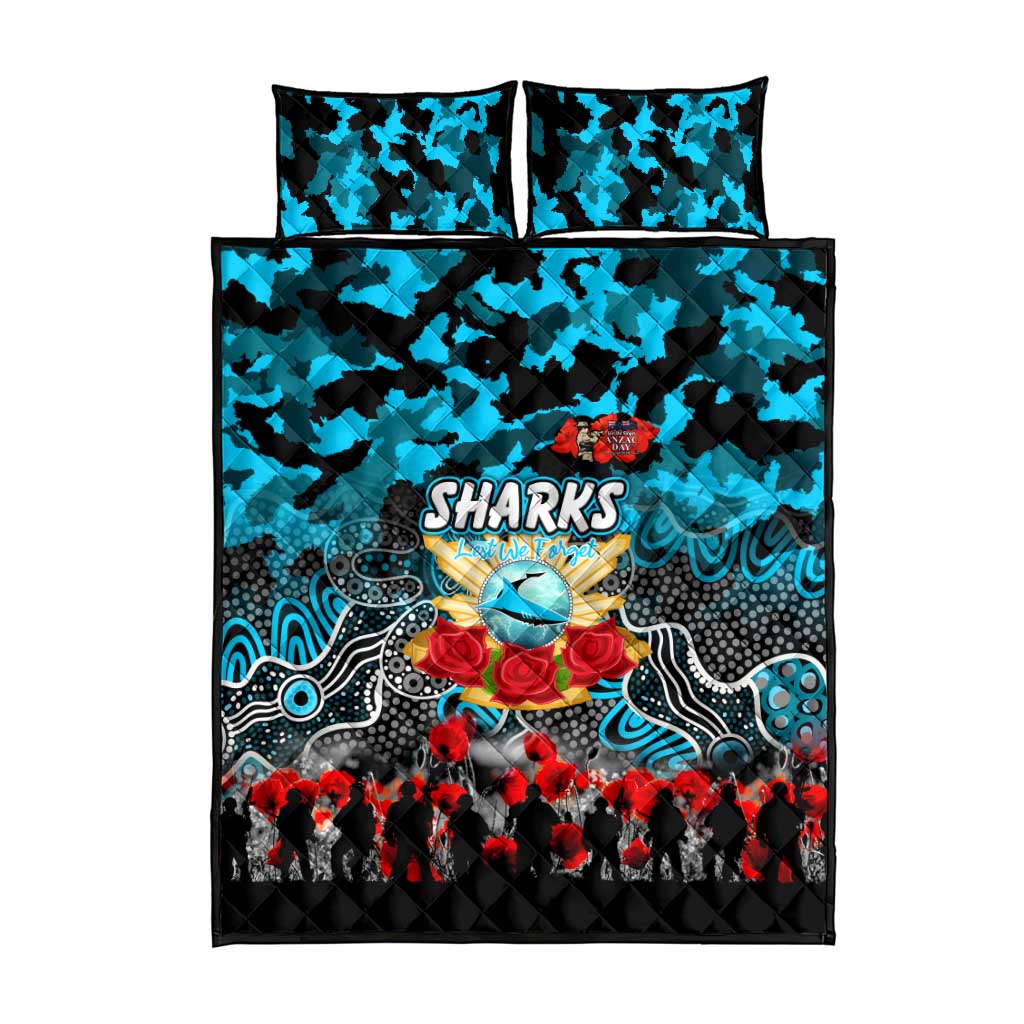 Sharks ANZAC Day Quilt Bed Set Australian Army - Lest We Forget