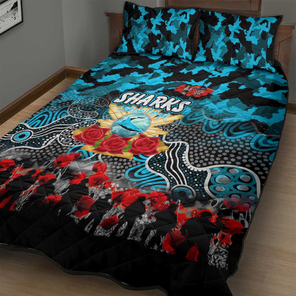 Sharks ANZAC Day Quilt Bed Set Australian Army - Lest We Forget