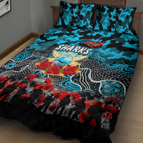 Sharks ANZAC Day Quilt Bed Set Australian Army - Lest We Forget