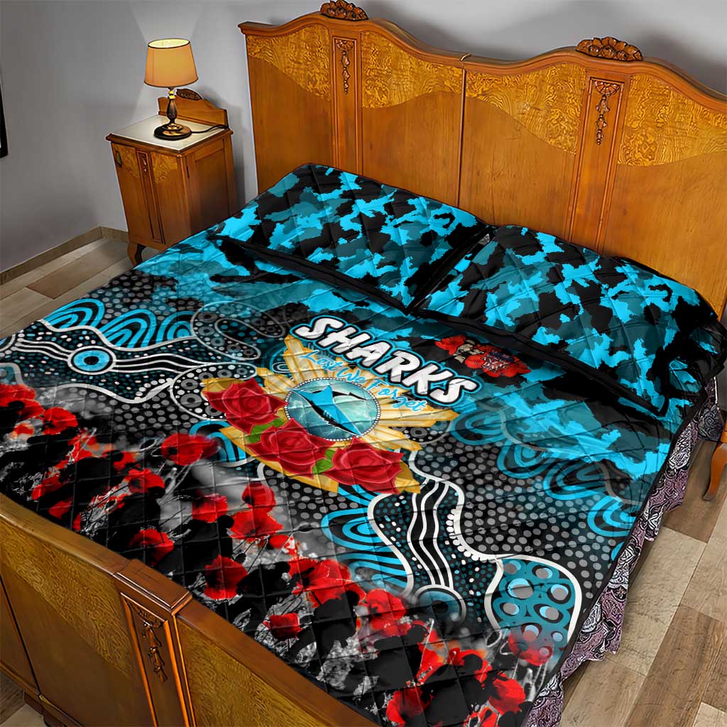 Sharks ANZAC Day Quilt Bed Set Australian Army - Lest We Forget