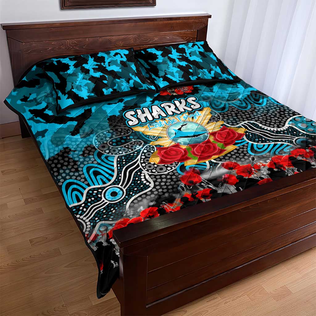 Sharks ANZAC Day Quilt Bed Set Australian Army - Lest We Forget