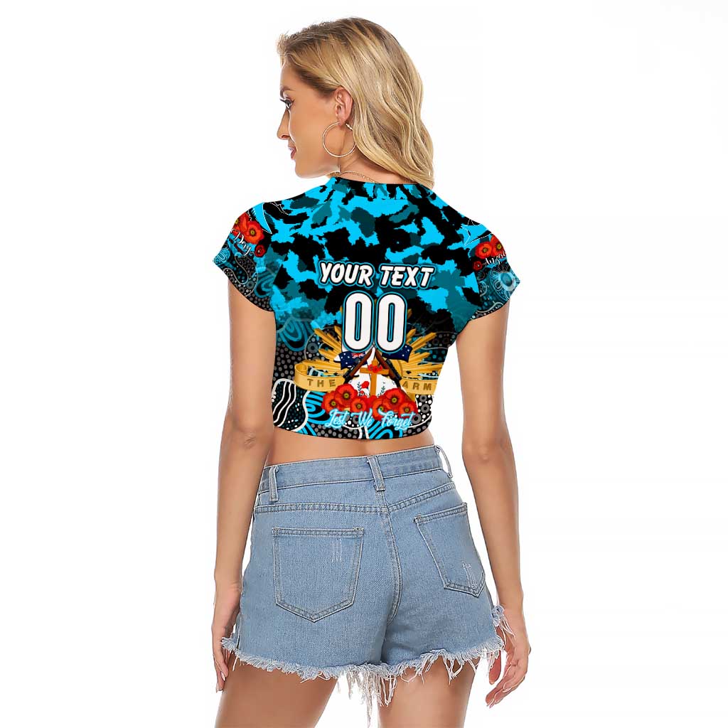 Personalized Sharks ANZAC Day Raglan Cropped T Shirt Australian Army - Lest We Forget