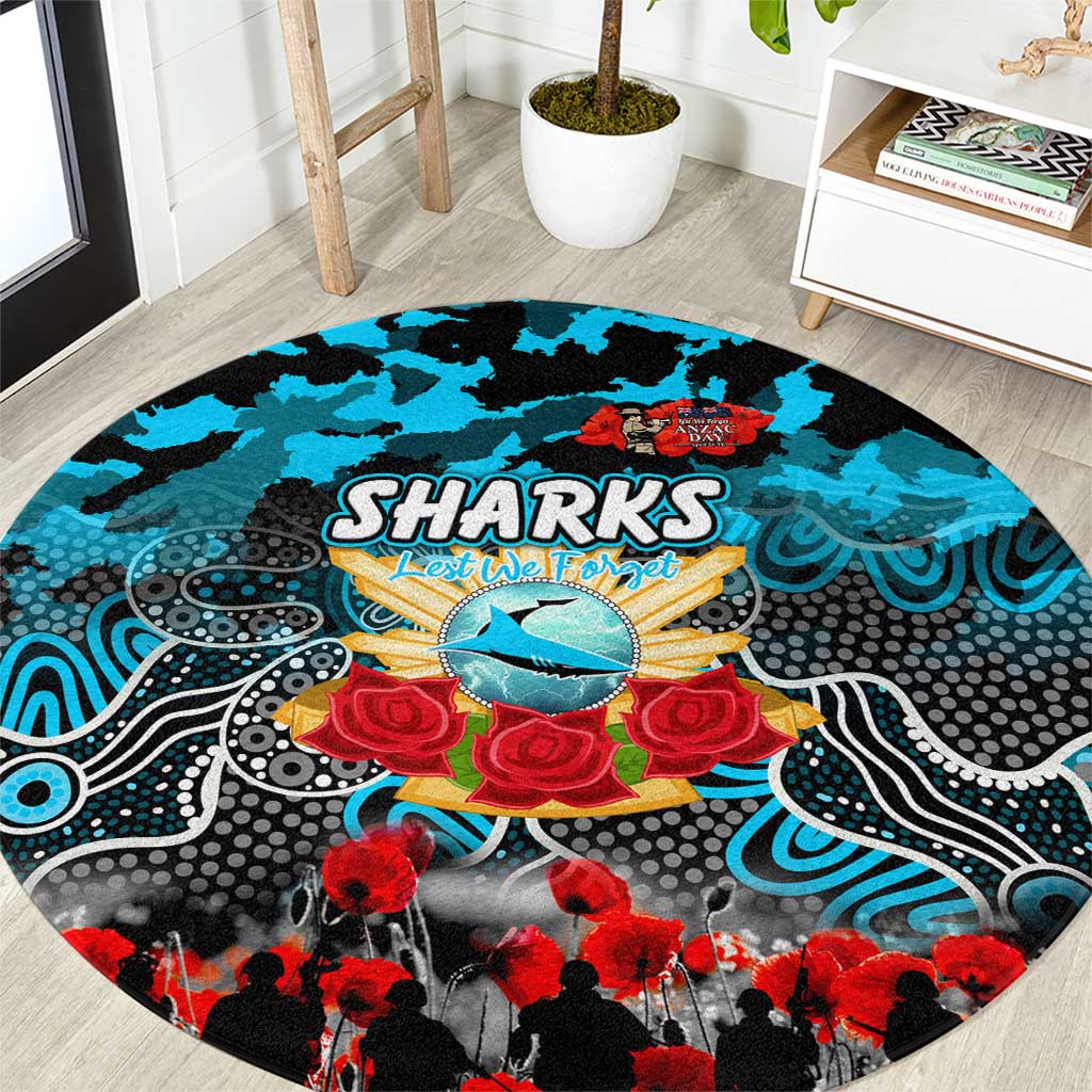 Sharks ANZAC Day Round Carpet Australian Army - Lest We Forget
