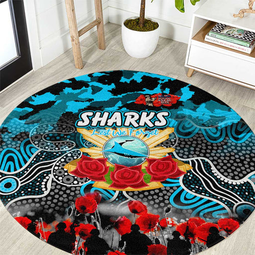 Sharks ANZAC Day Round Carpet Australian Army - Lest We Forget