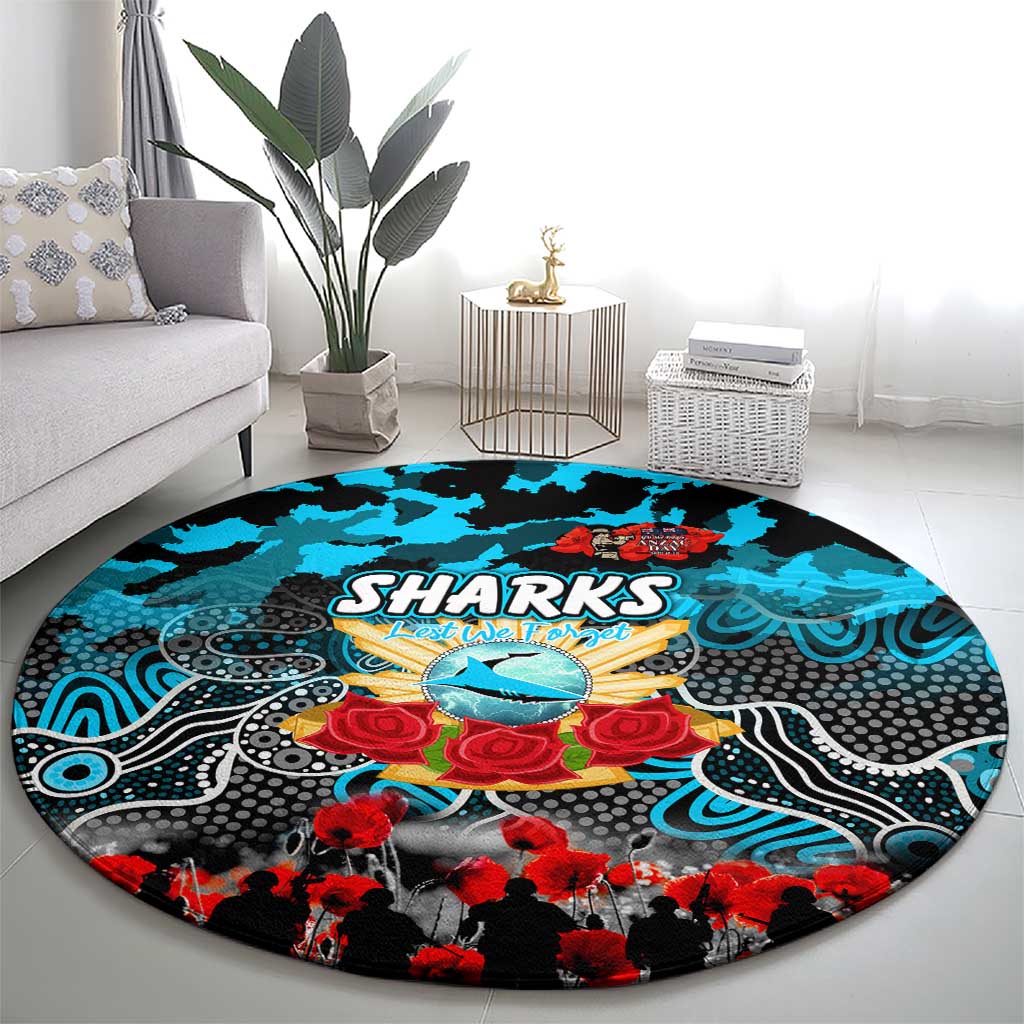 Sharks ANZAC Day Round Carpet Australian Army - Lest We Forget