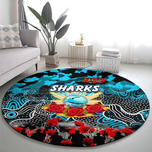 Sharks ANZAC Day Round Carpet Australian Army - Lest We Forget