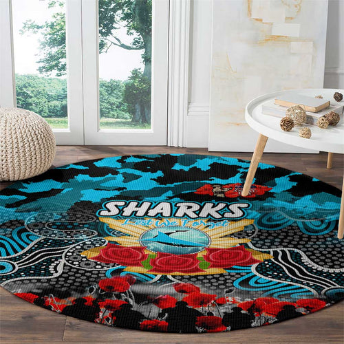 Sharks ANZAC Day Round Carpet Australian Army - Lest We Forget