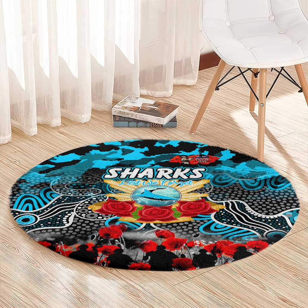 Sharks ANZAC Day Round Carpet Australian Army - Lest We Forget