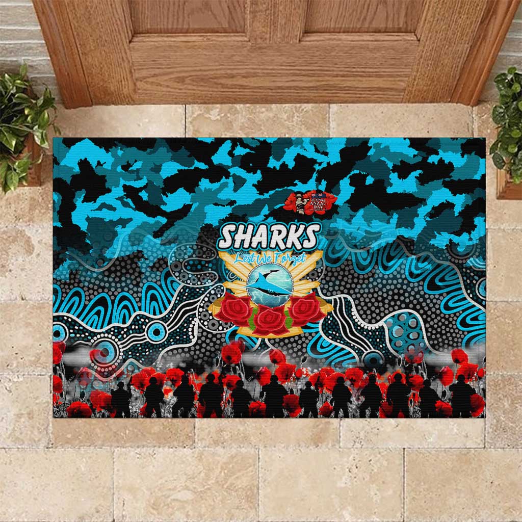 Sharks ANZAC Day Rubber Doormat Australian Army - Lest We Forget