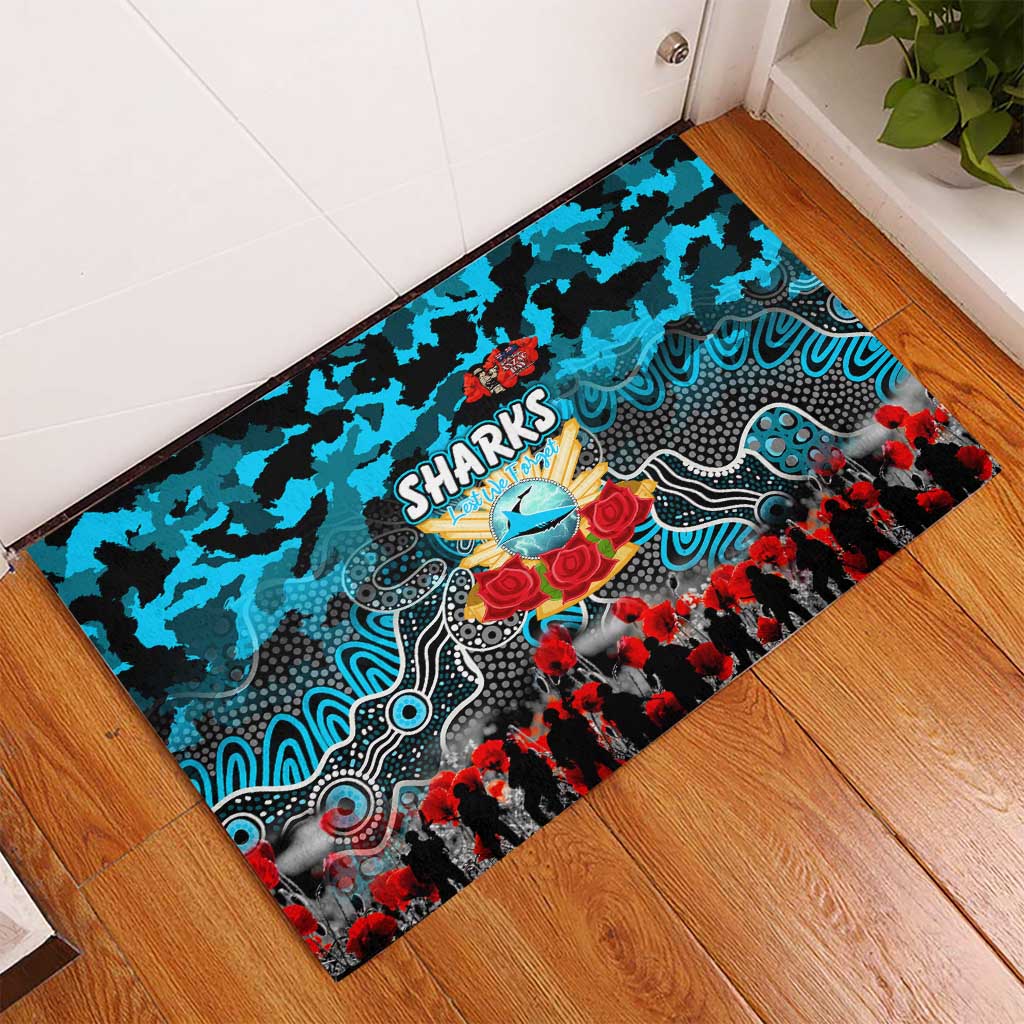 Sharks ANZAC Day Rubber Doormat Australian Army - Lest We Forget