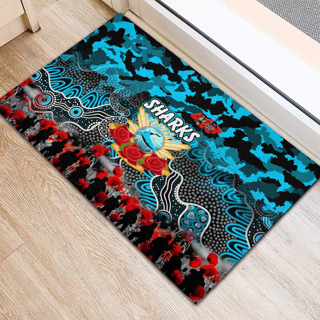 Sharks ANZAC Day Rubber Doormat Australian Army - Lest We Forget