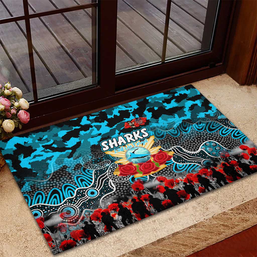 Sharks ANZAC Day Rubber Doormat Australian Army - Lest We Forget
