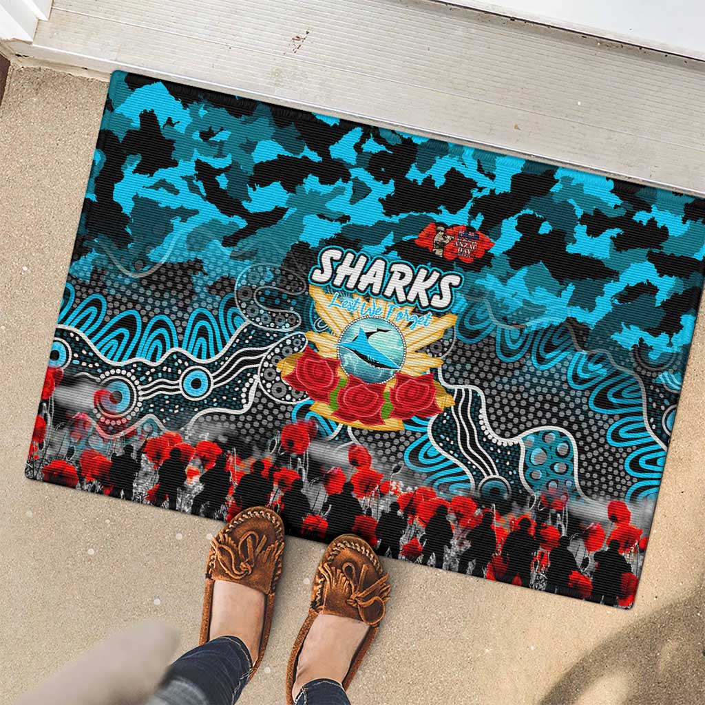 Sharks ANZAC Day Rubber Doormat Australian Army - Lest We Forget