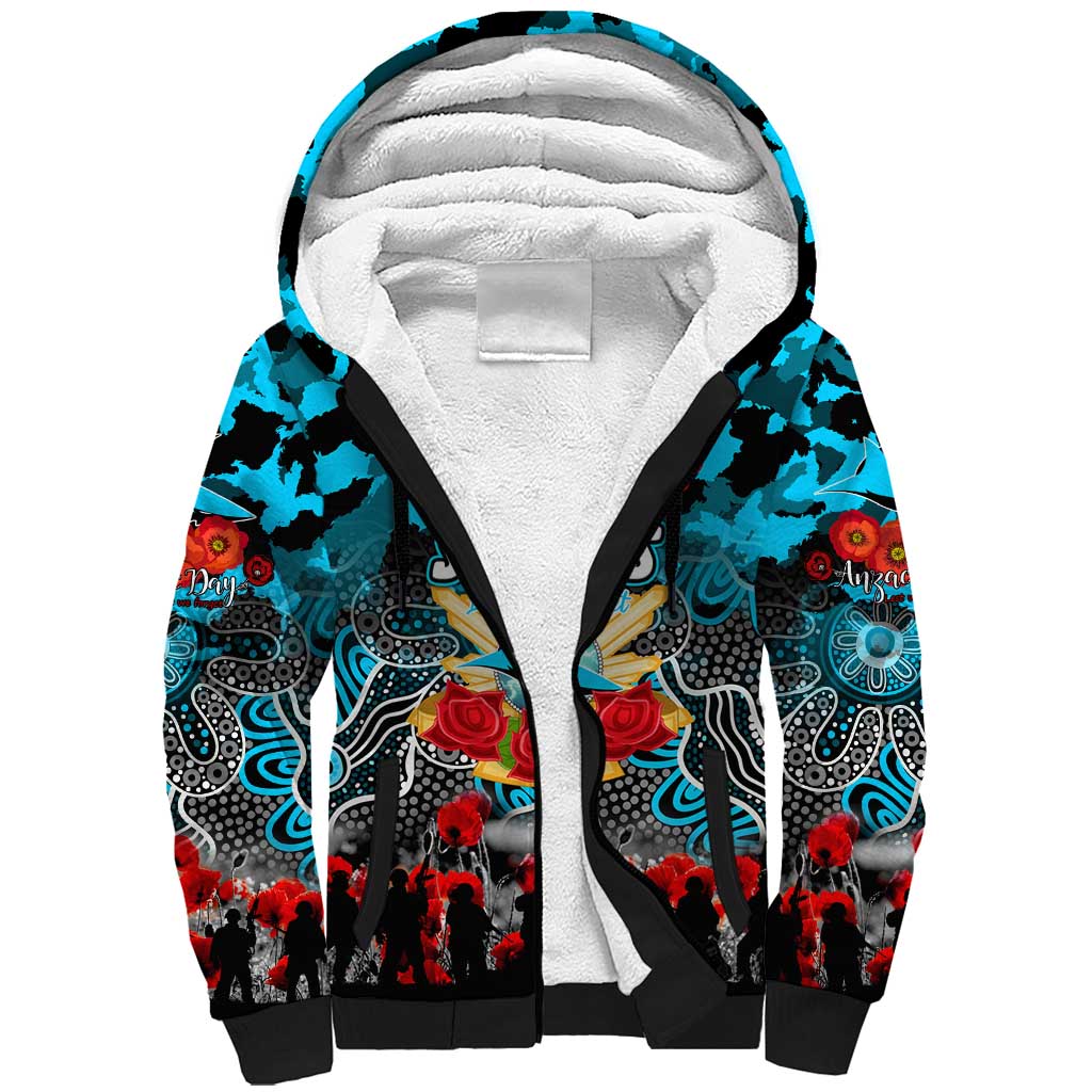Personalized Sharks ANZAC Day Sherpa Hoodie Australian Army - Lest We Forget