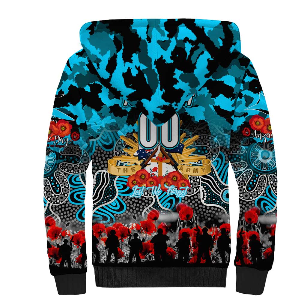 Personalized Sharks ANZAC Day Sherpa Hoodie Australian Army - Lest We Forget