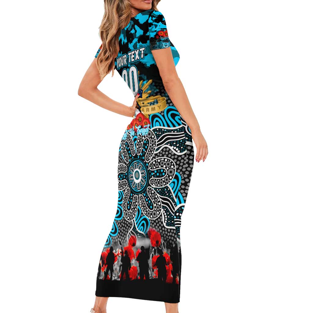 Personalized Sharks ANZAC Day Short Sleeve Bodycon Dress Australian Army - Lest We Forget