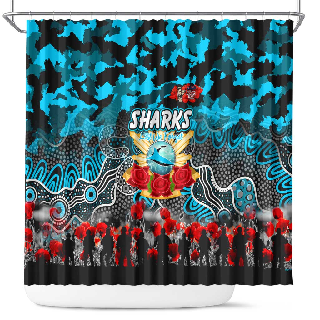 Sharks ANZAC Day Shower Curtain Australian Army - Lest We Forget