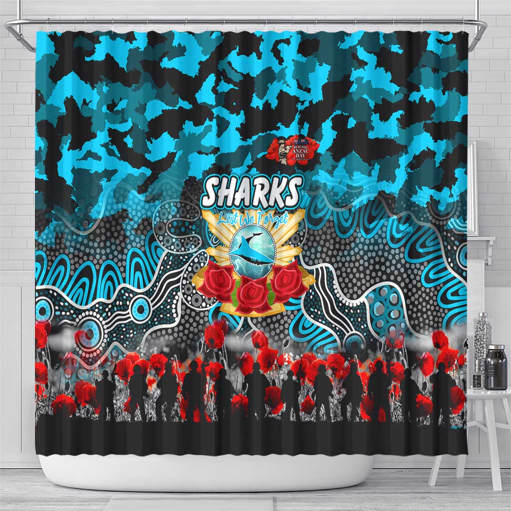 Sharks ANZAC Day Shower Curtain Australian Army - Lest We Forget