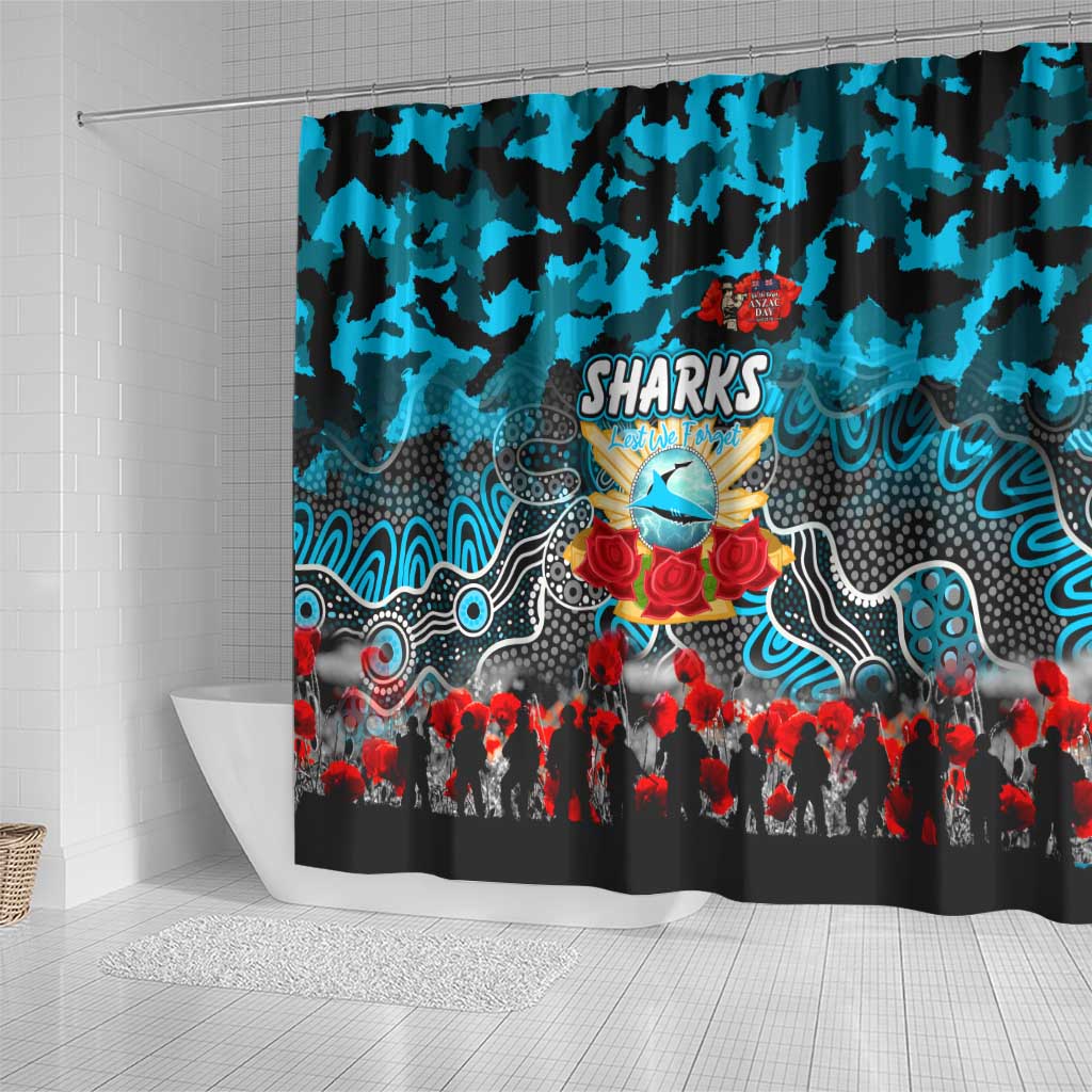 Sharks ANZAC Day Shower Curtain Australian Army - Lest We Forget