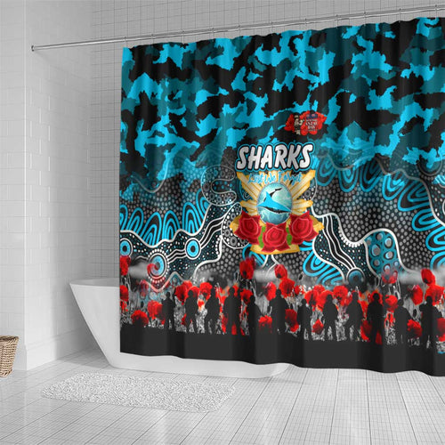 Sharks ANZAC Day Shower Curtain Australian Army - Lest We Forget