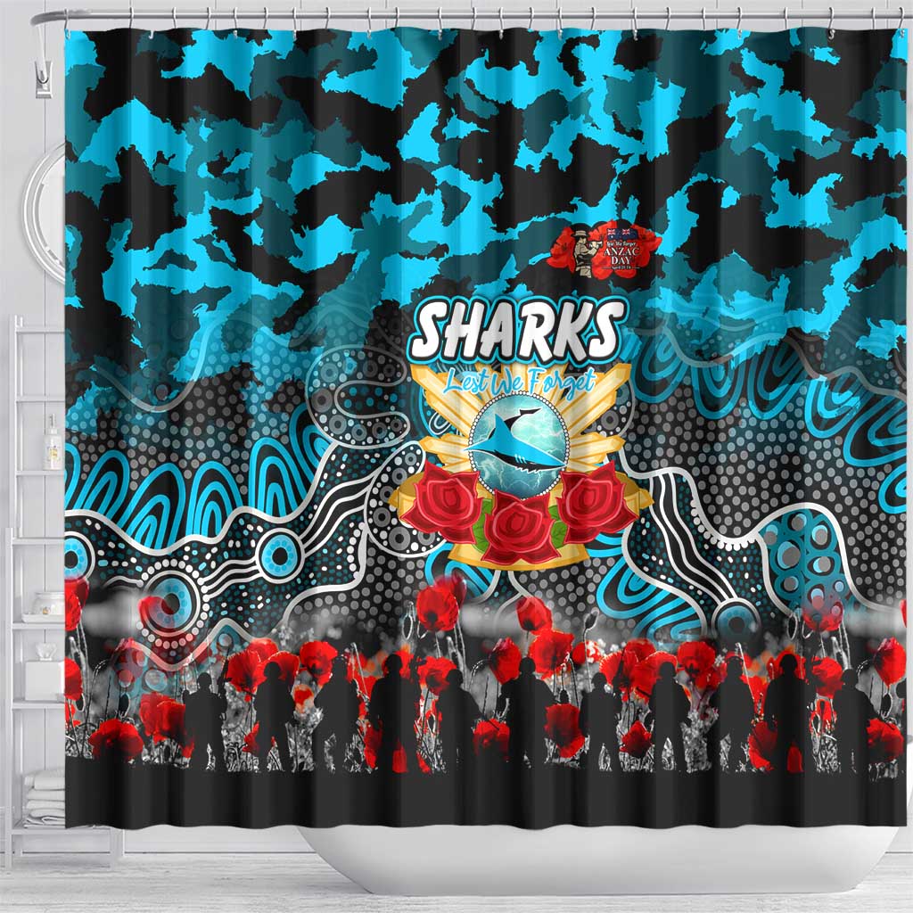 Sharks ANZAC Day Shower Curtain Australian Army - Lest We Forget