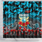Sharks ANZAC Day Shower Curtain Australian Army - Lest We Forget