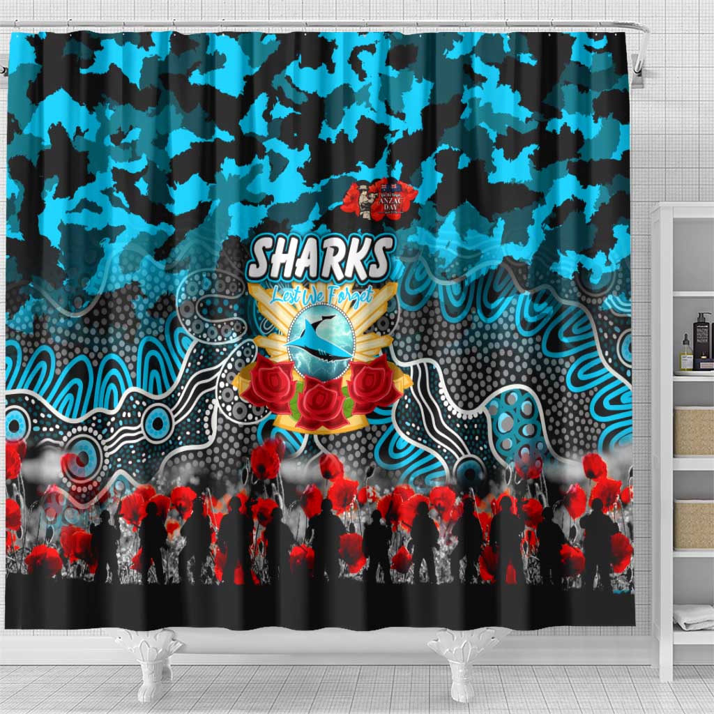 Sharks ANZAC Day Shower Curtain Australian Army - Lest We Forget