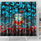 Sharks ANZAC Day Shower Curtain Australian Army - Lest We Forget