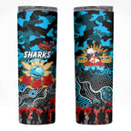 Personalized Sharks ANZAC Day Skinny Tumbler Australian Army - Lest We Forget