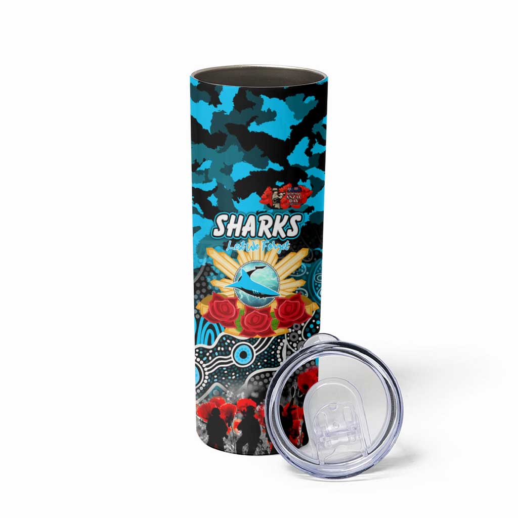 Personalized Sharks ANZAC Day Skinny Tumbler Australian Army - Lest We Forget
