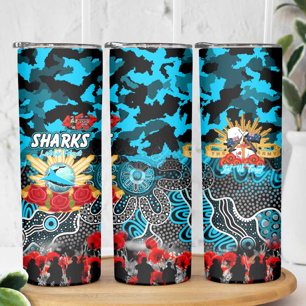 Personalized Sharks ANZAC Day Skinny Tumbler Australian Army - Lest We Forget