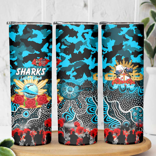 Personalized Sharks ANZAC Day Skinny Tumbler Australian Army - Lest We Forget