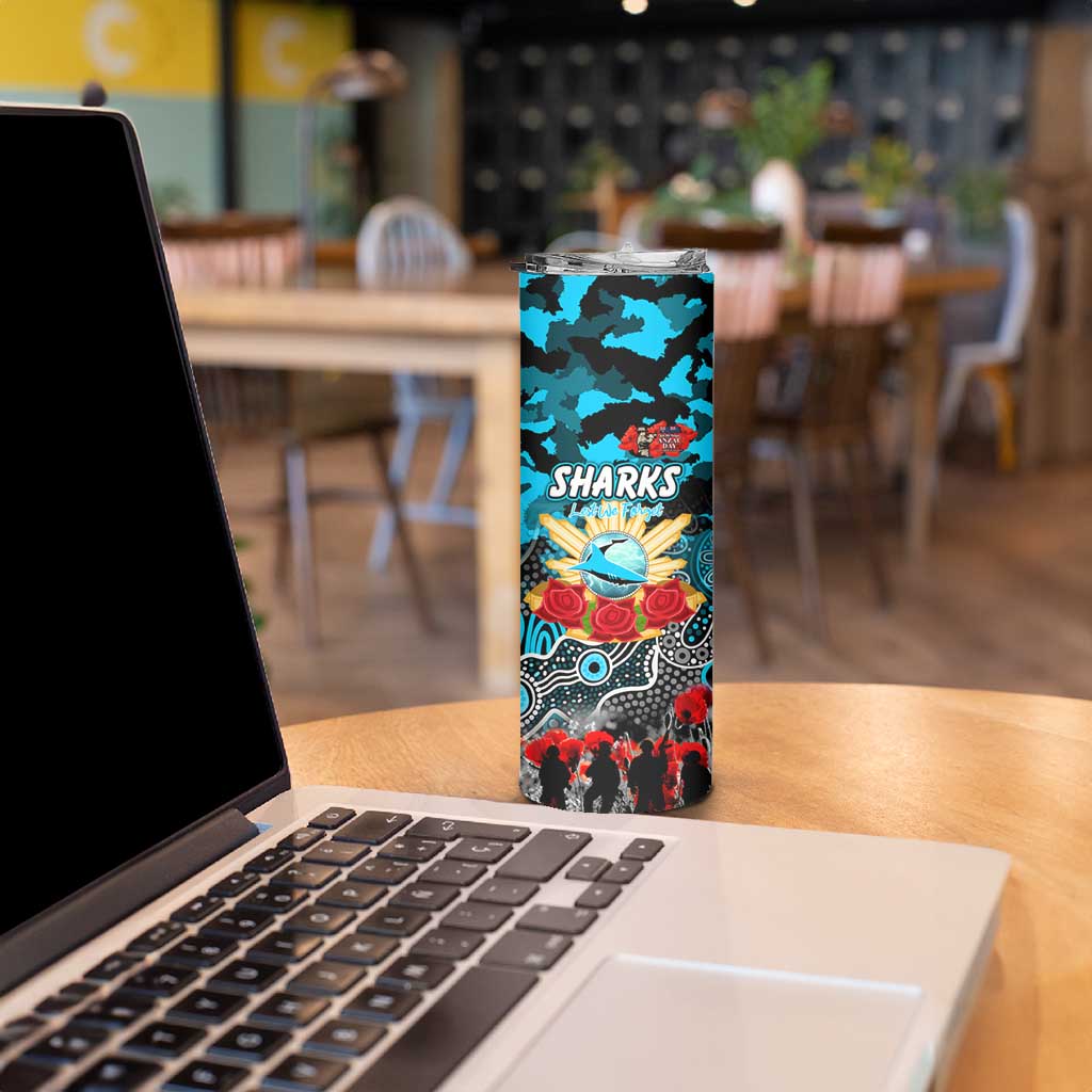 Personalized Sharks ANZAC Day Skinny Tumbler Australian Army - Lest We Forget