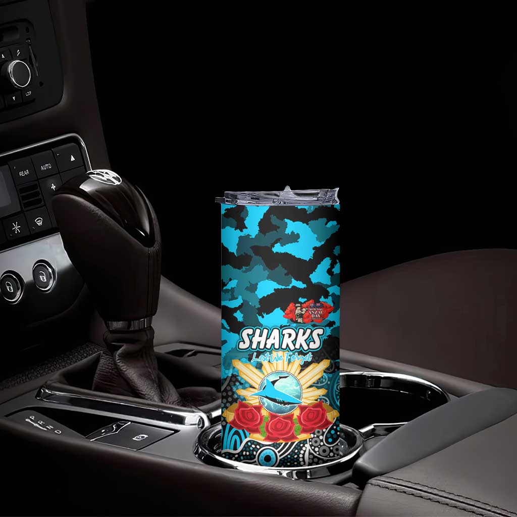 Personalized Sharks ANZAC Day Skinny Tumbler Australian Army - Lest We Forget