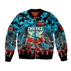 Personalized Sharks ANZAC Day Sleeve Zip Bomber Jacket Australian Army - Lest We Forget