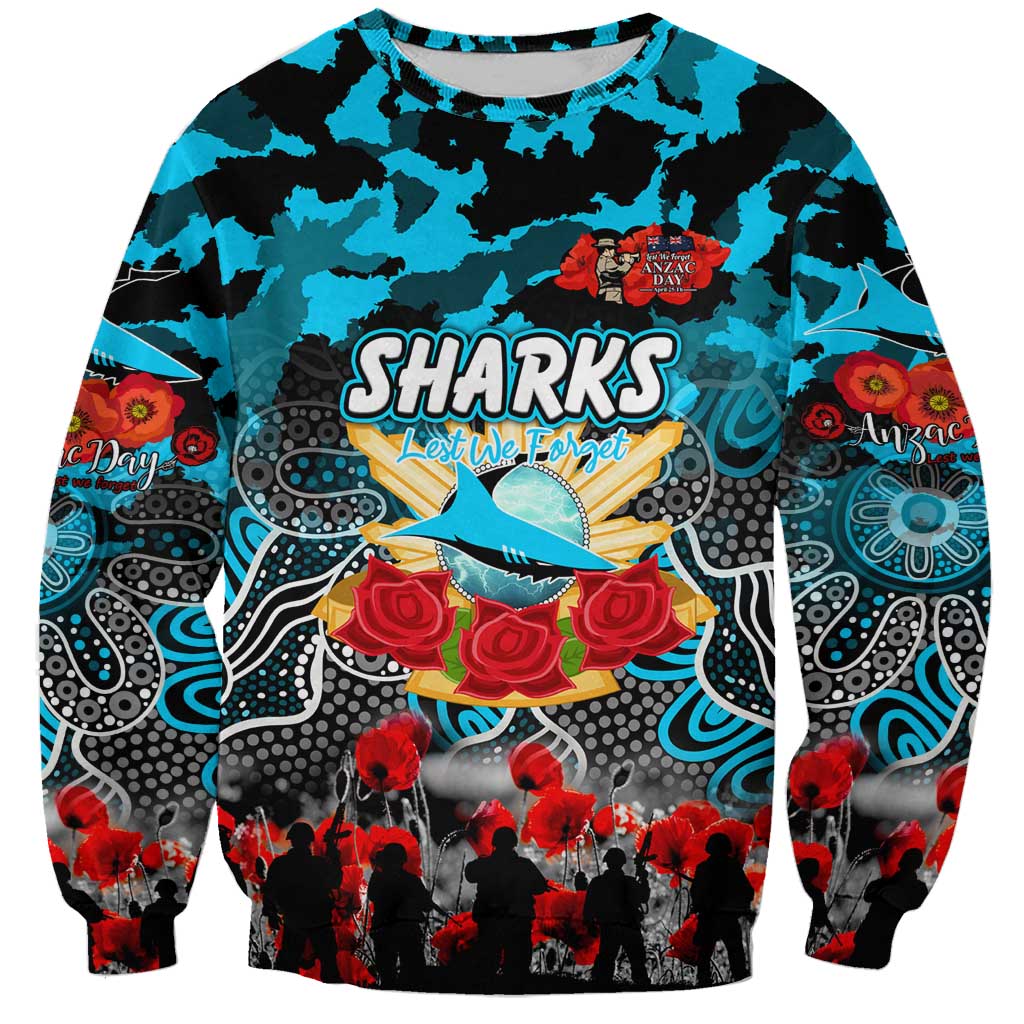 Personalized Sharks ANZAC Day Sweatshirt Australian Army - Lest We Forget