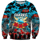 Personalized Sharks ANZAC Day Sweatshirt Australian Army - Lest We Forget