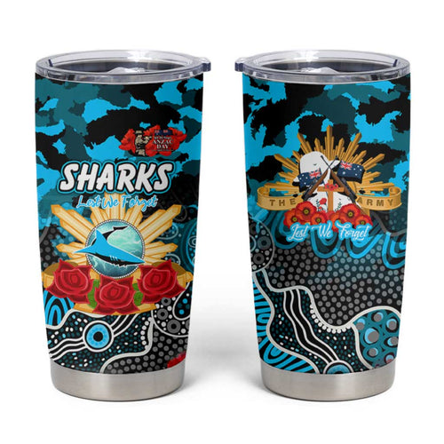Personalized Sharks ANZAC Day Tumbler Cup Australian Army - Lest We Forget